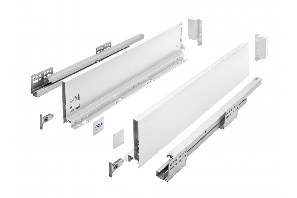 Gtv White Axis Pro Drawer System I Drawer Set With Full Extension And Integrated Damping I I Load Capacity Up To 40 Kg I Soft-Close I Free Access I Width 450 Mm I Height 120 Mm