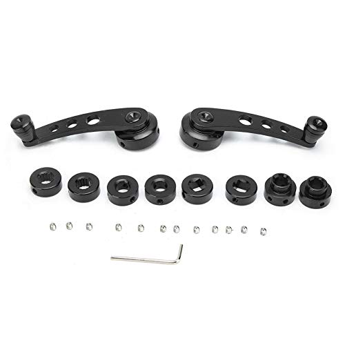Image of Aramox Window Cranks Set Universal Window Handle Kit 3in Black CNC Aluminum Alloy Window Winder Glass Crank Handle Door Aluminum Alloy Automotive Replacement