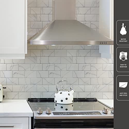 Art3D 12" X 12" Peel And Stick Backsplash Tiles For Kitchen (White Marble) #TOP2