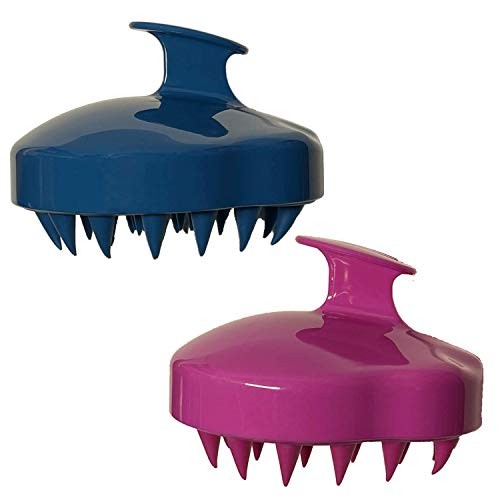 Hair Scalp Massager Shampoo Brush 2 Pack, [Wet & Dry]Manual Scalp Massage Brush, WYNK Soft Silicone Bristles Care for The Scalp, Exfoliate and Remove Dandruff, Promote Hair Growth(Violet & Blue)