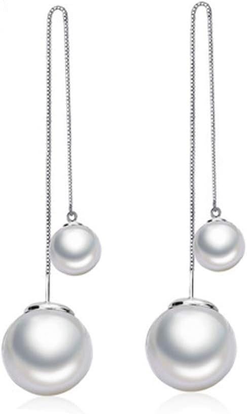 Kasima Double Pearl Long Dangle Drop Earring for Women