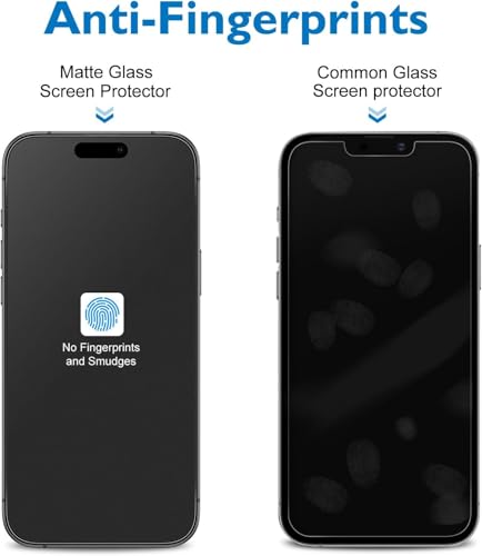 Image of Matte Anti-Glare Tempered Glass Screen Protector Compatible For iphone 15 /iphone 16 (Black) Edge To Edge Full Screen Coverage 9H With Easy Installation Kit,Pack Of 1