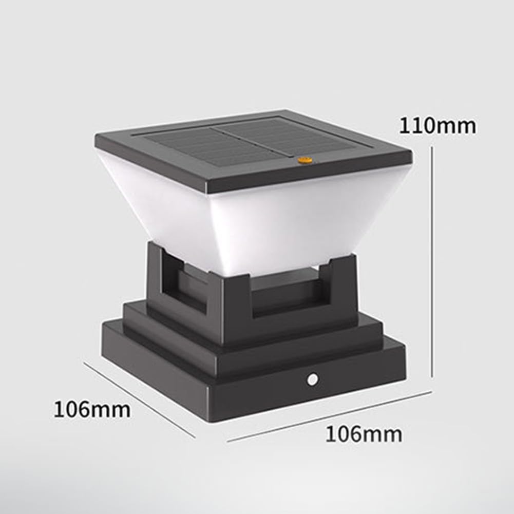 Lampada a LED solare IP65 per recinzioni da giardino dal tramonto all'alba, per pali da 7 x 7, 8 x 8, 9 x 9, 10 x 10 cm, colore nero