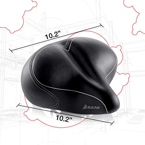 Oversized Comfort Bike Seat | Most Comfortable Replacement Bicycle Saddle for Cycling | Universal Fit for Outdoor Exercise Bikes & Indoor Spin Bikes