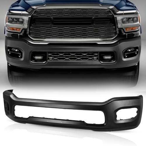 Auto Dynasty Front Bumper Impact Face Bar Compatible with 2019-2024 Ram 2500 3500, w/Fog Light Cutouts, Paint to Match Black, CH1002409