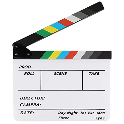 Filmklappe Hochwertige Regieklappe 30X25cm Acryl Bunt Directors Film für Filmen Video Requisiten Familiendekoration TV-Serie Studio live Werbung