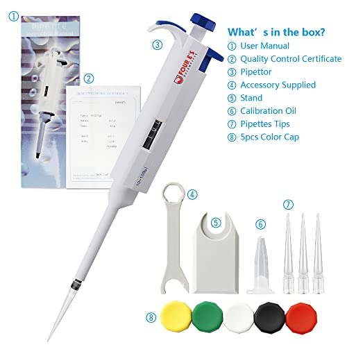 Four E's Scientific 10Ul-100Ul High-Accurate Single-Channel Manual Adjustable Variable Volume Pipettes #TOP4