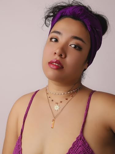 Sacina Layered Crystal Sun Necklace, Gothic Boho Hippie Summer Beach Necklace, Boho Hippie Jewelry, Christmas Jewelry Gift for Women4