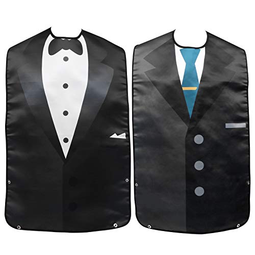 HEALLILY - HEALLILY 2 Pièces Adulte Bib Personnes Âgées Manger Bavoir Arc Cravate Motif Vieux Personnes Tablier Crumb Catcher Personnes Âgées Chemise de Alimentation Désactiver Tissu Protecteur avec