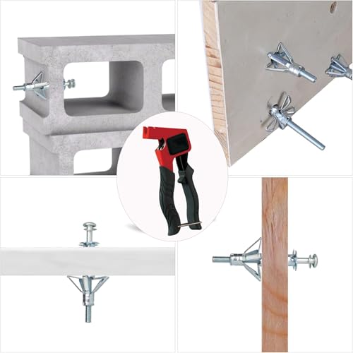 Pince d'installation pour kit d'ancrage pour mur creux, kit d'ancrage pour plaques de plâtre, ancrage pour mur creux en métal, avec 30 ancrages métalliques M4/M5/M6 avec vis – vue 6