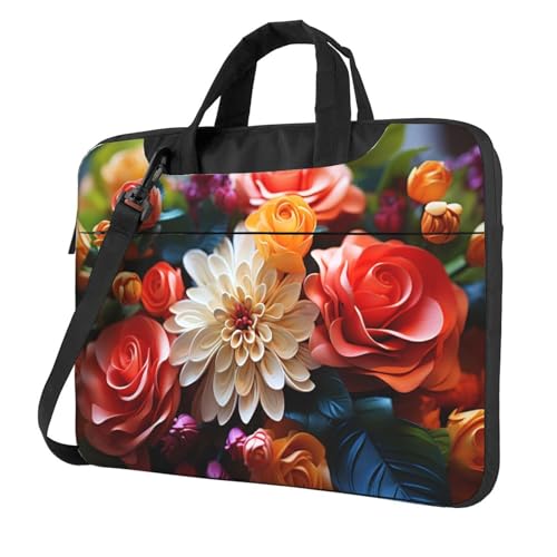 Bolsa de hombro para laptop KHiry flores unisex miniatura 1