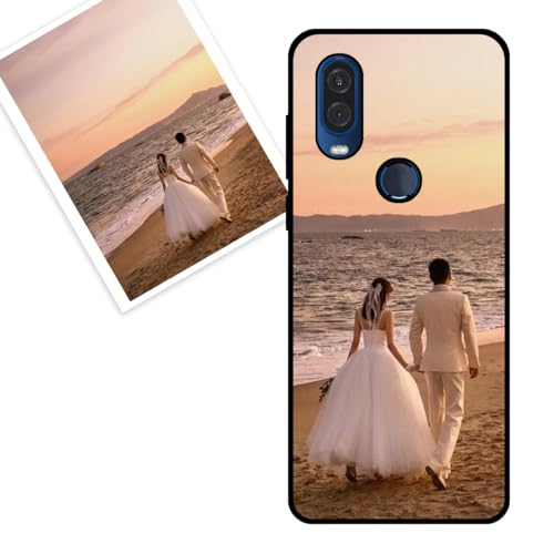 KARTXITAI Funda Personalizada Compatible con Motorola One Vision, Carcasa Personalizado con tu Foto o Texto Imagen, Protectora con Tacto Suave y Sedoso,Gel Flexible,Regalo Original -Negro