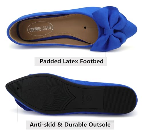 ODORHEISAYO Women's Dress Shoes for Women Office Shoes, Suede Ballet Flats Shoes Dressy, Casual Bows Flats for Women, Soft Slip ons Womens Shoes Dressy for Holiday Wedding Work Party4