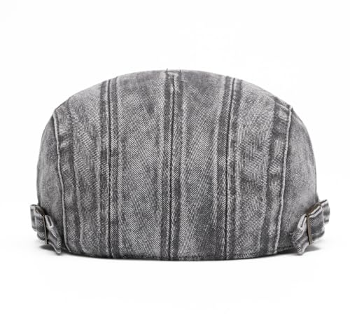 Image of Cotton Newsboy Cap,Breathable Ivy Gatsby Cabbie Beret Hat for Men's Women Driving Hunting Golf (Washed Jean Khaki)