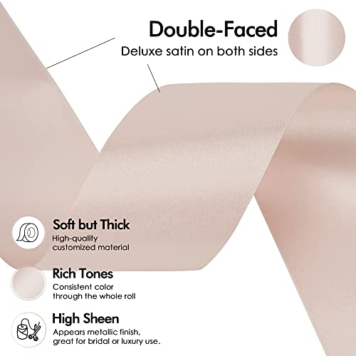 Meedee Rose Gold Satin Ribbon 2 Inch Rose Gold Ribbon Lux Satin Double Faced Ribbon By 25 Yards Silk Ribbon Satin Ribbon For Gift Wrapping, Satin Wedding, Flower Bouquet, Holiday Decorating #TOP2