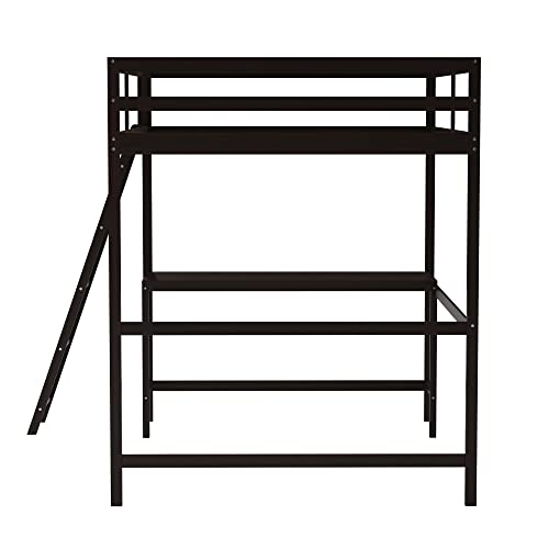 Flash Furniture Riley Loft Bed Frame With Desk - Espresso Wood Slats - Full Size - Protective Guard Rails & Ladder - Kids And Teens - Space Saving Design #TOP5