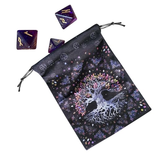 Simpatica borsa per tarocchi 13 x 18 cm in flanella stampata con coulisse perfetta per mazzi di carte Oracle dadi e rune Multicolore 91 Unisex