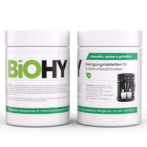 BiOHY Pastillas de limpieza para cafeteras automáticas (2 x 40 pastillas) | Pastillas de limpieza para máquinas de café contra la cal | Pastillas descalcificadoras para el mejor aroma | Adecuado para