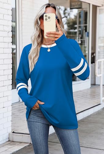 Image of Sampeel Long Sleeve Shirts for Women Color Block Casual Tops Fall Outfits 2026 Basic Tees Trendy Spring Clothes