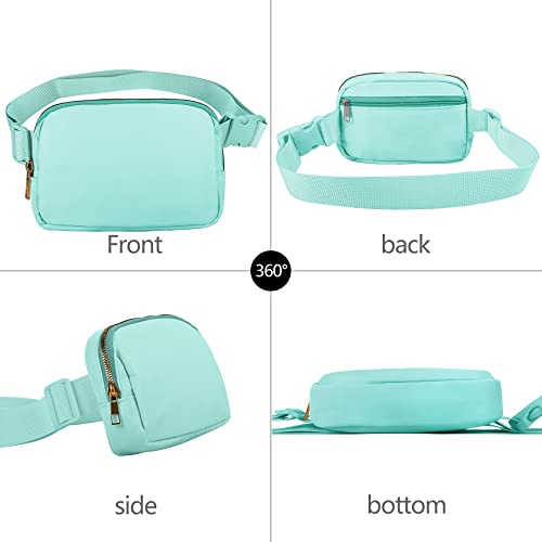 Image of VOROLO Fanny Pack For Women And Men Crossbody Bag Black+Light Green