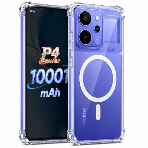 Image of Transparent Back Cover for Realme P4 Power 5G | NarzoPower 5G Shockproof Side TPU Bumper & Back Pc Protective Magnetic Support Cover Case (Realme P4 Power 5G)