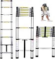Telescoping Ladder 8.5FT Aluminum, Heavy Duty Collapsible Extension ladders, Portable Lightweight Compact Folding Ladder for Home Outdoor DIY RV Attic