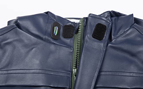 Image of Mud Kingdom Boys Rainslicker Hooded Rain Jacket PU Leather Outerwear Windproof Outdoor