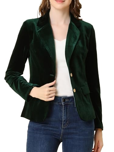 Allegra K Damen-Weihnachtskostüme, Samt-Blazer, Vintage, gekerbtes Revers,...