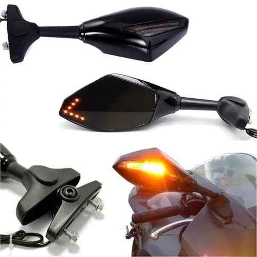 Espejos con intermitentes motocicleta CBR600RR Hayabusa GSXR600 retrovisor 7