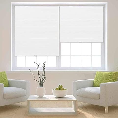 Langla-Shades Blackout Cordless Cellular Shades Bottom Up Honeycomb Window Blinds (White(Blackout), 44" W x 64" H) Cover