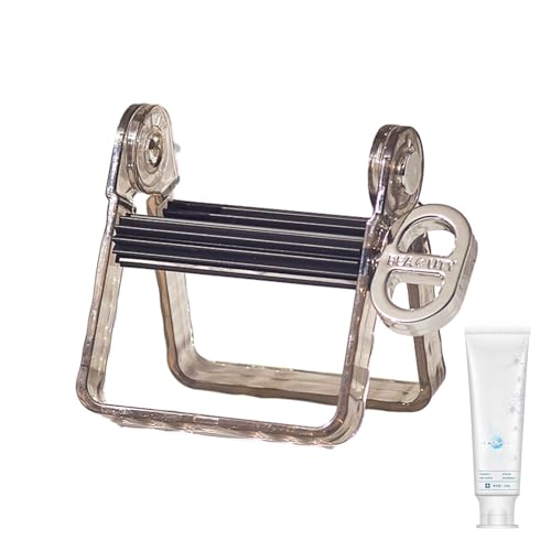 cenrf Rodillo para tubo de pasta de dientes, exprimidor de tubo de pasta de dientes de metal, dispensador exprimidor de pasta de dientes con perilla electrolítica, dispensador de pasta de dientes de