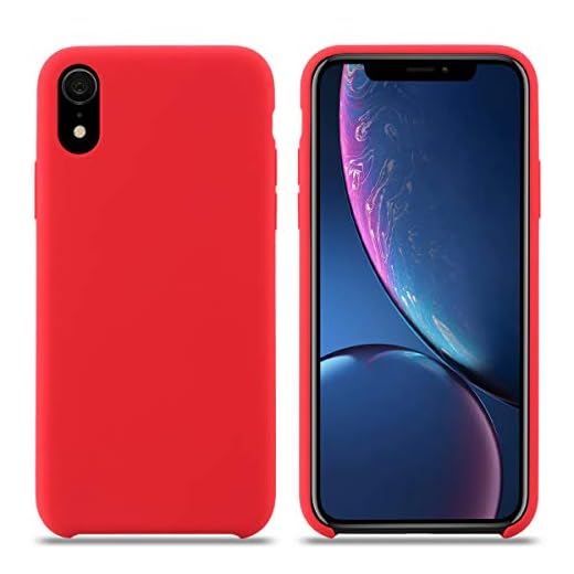 Funda iPhone XR, Carcasa Silicona iPhone XR, Líquido Silicona Gel Caucho A Prueba de Golpes con Suave Almohadilla de Forro de Tela de Microfibra para el Apple iPhone XR. (XR 6.1'', Rojo)