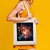 VstaDank Explosion Firework Canvas Tote Bag Economical Cotton Tote Bags with Handle Lightweight Medium Reusable Grocery Shopping Cloth Bags Bridesmaids Totes for Women 16x13 Inch #2