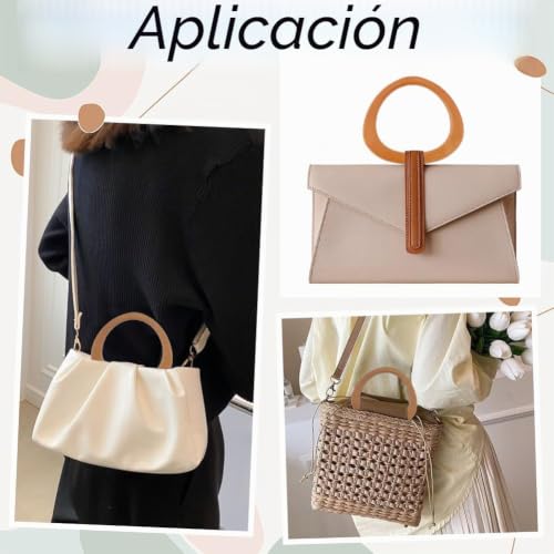 Asas de madera de 4cm lisas para tejer bolsos decorativos estables 6