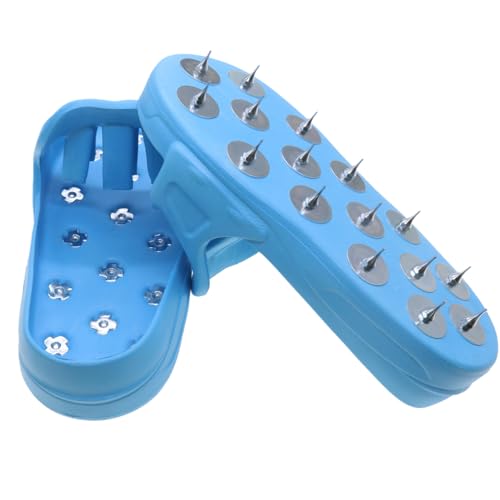 Sharp Spiked Shoes for Epoxy Floor Coatings, Slip-On Anti-Slip Footwear Safe Walking on Resin, Self Leveling Compounds, Large Size, Blue