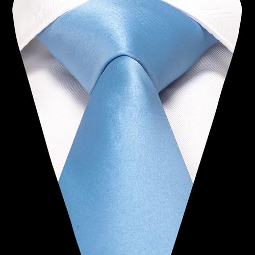 Image of RBOCOTT Solid Color Tie and Pocket Square Hankerchief with Lapel Pin Set for Men