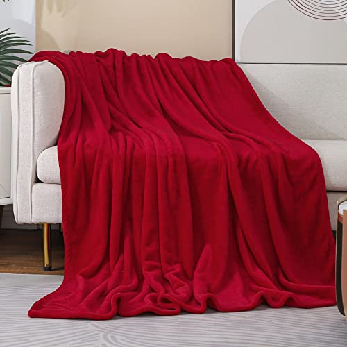 Image of JIAHANNHA Red Throw Blanket Fleece Blanket Throw Size(50 by 70 Inches),Super Soft Cozy Plush Blanket for Couch Sofa Bed,Lightweight Warm Bed Blankets for Adults,All Season