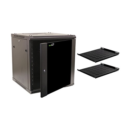 NavePoint 12U Wall Mount 19 Inch Server 600mm Cabinet Rack Enclosure Glass Door Lock W/Shelves