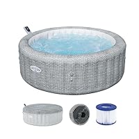 Bestway Lay-Z-SPA Energiespar-Whirlpool Bali AirJet, Ø196x71cm, 6 Personen, Heizung, Frostwächter, 140 AirJet-Düsen, App-Steuerung, UltraFit-Pumpeneinheit, Thermo-Abdeckung, Rattan, GS-Zertifiziert