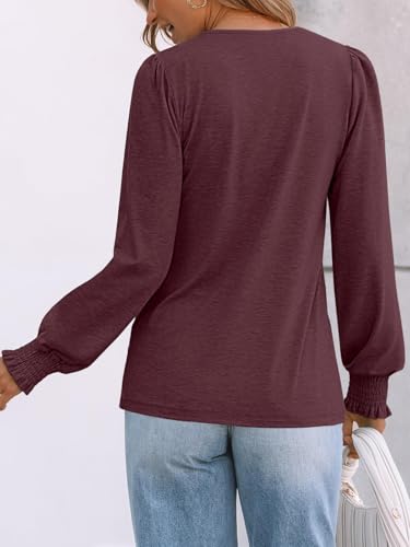 Womens T-Shirts Long Sleeve Tops V Neck Blouses Dressy Business Casual Fall Fashion 2025 Trendy Outfit Winter Clothes4