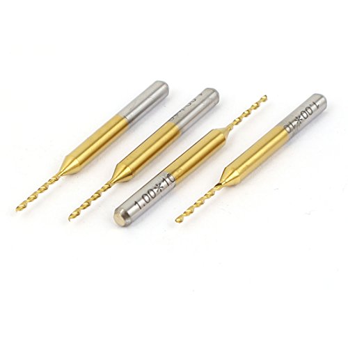 Aexit 1mm Tip Fuses Spiral Flute TiN Coated Carbide PCB Micro Drill Bits Engraving PCB Fuses Tool 4pcs