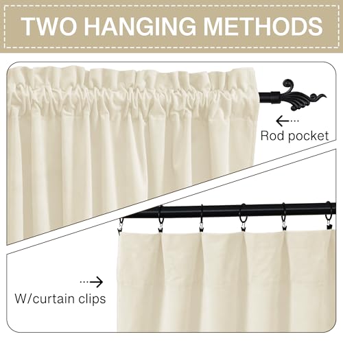 StangH Ivory Velvet Curtains for Window - White Privacy Thermal Drapes, Elegant Decor White Backdrop Curtains 96 inches Long for Dining Room/Apartment/Wedding, Ivory, W52 x L96, 2 Panels - Thumbnail 3
