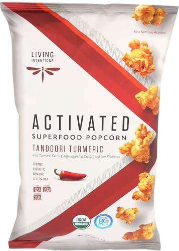 Living Intentions Organic Superfood Popcorn – Tandoori Turmeric – NonGMO – Gluten Free – Vegan – 4 Ounce Unit