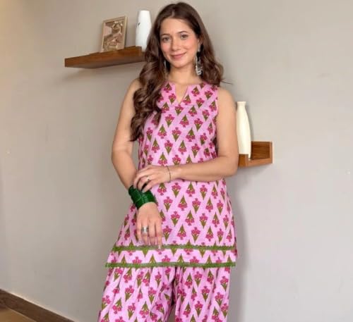 Image of LookMark Women's Rayon Printed Kurta Set with Farshi Salwar | Traditional Ethnic Co-ord Set for Women | Office, Casual Wear-AZ-YS-OG3-KS2337