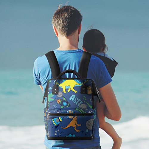 cfpolar Mochila de fraldas de dinossauro astronauta grande capacidade multifuncional mochila de fral