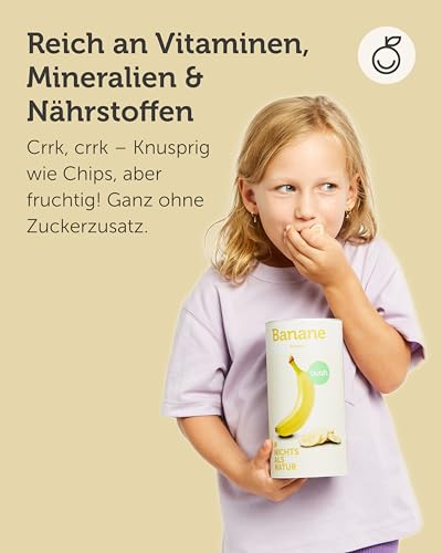 BUAH® Gefriergetrocknete Bio Bananen | Bananen Chips Als Snack Oder Für Smoothies | Idealer Süßigkeiten Ersatz | Vegan & ohne Zuckerzusatz | 210g