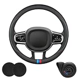 Erivis Nappa Leather Car Steering Wheel Covers for Volvo XC90 XC60 S60 XC40 EX90 EX30 V50 V40 S50 S40 C70 S90 S80 S70 XC70 V90 V70 V60 T5 B5 T8 Momentum R - Design Recharge Accessories, 14.5-15 Inch