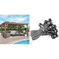 Backyard Discovery 14x10 Brockton Pergola with Hidden Rafters, Kotap BB-6B Ball Bungee Cord Tie-Downs, 25 Pack