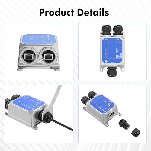 Image of MokerLink IP67 Outdoor 3 Port Gigabit PoE Extender, IEEE 802.3 af /at /bt Repeater 90W, 10 /100 /1000Mbps, 1 In 2 Out, Wall Mount Metal Waterproof Passthrough Switch
