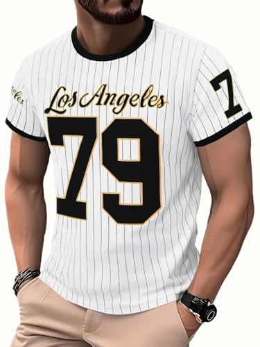 MYHALF Men's Jersey Shirts Number Graphic Tees Shirts Y2K Color Block T-Shirt Sports Short Sleeve...